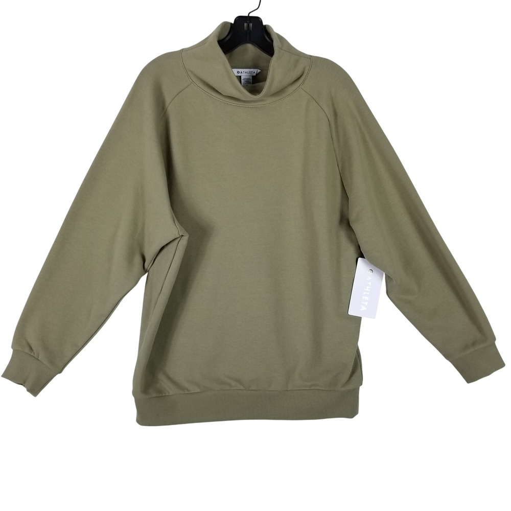 Athleta Forever Fleece Mockneck Sweatshirt Womens S Sage Green 414702-02-2-0002